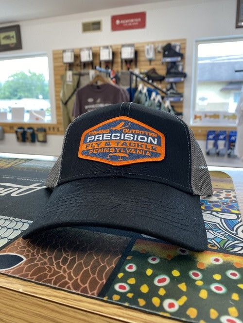Precision Orange Tackle Patch Black/Grey Trucker Hat
