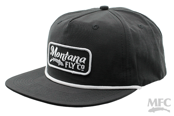 Montana Fly Company Flatbill Snapback Retro Fish Logo Black/White