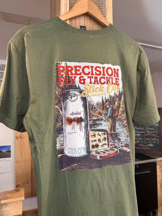 Precision Fly and Tackle and Stick City Brewing "Articulated" T-Shirt