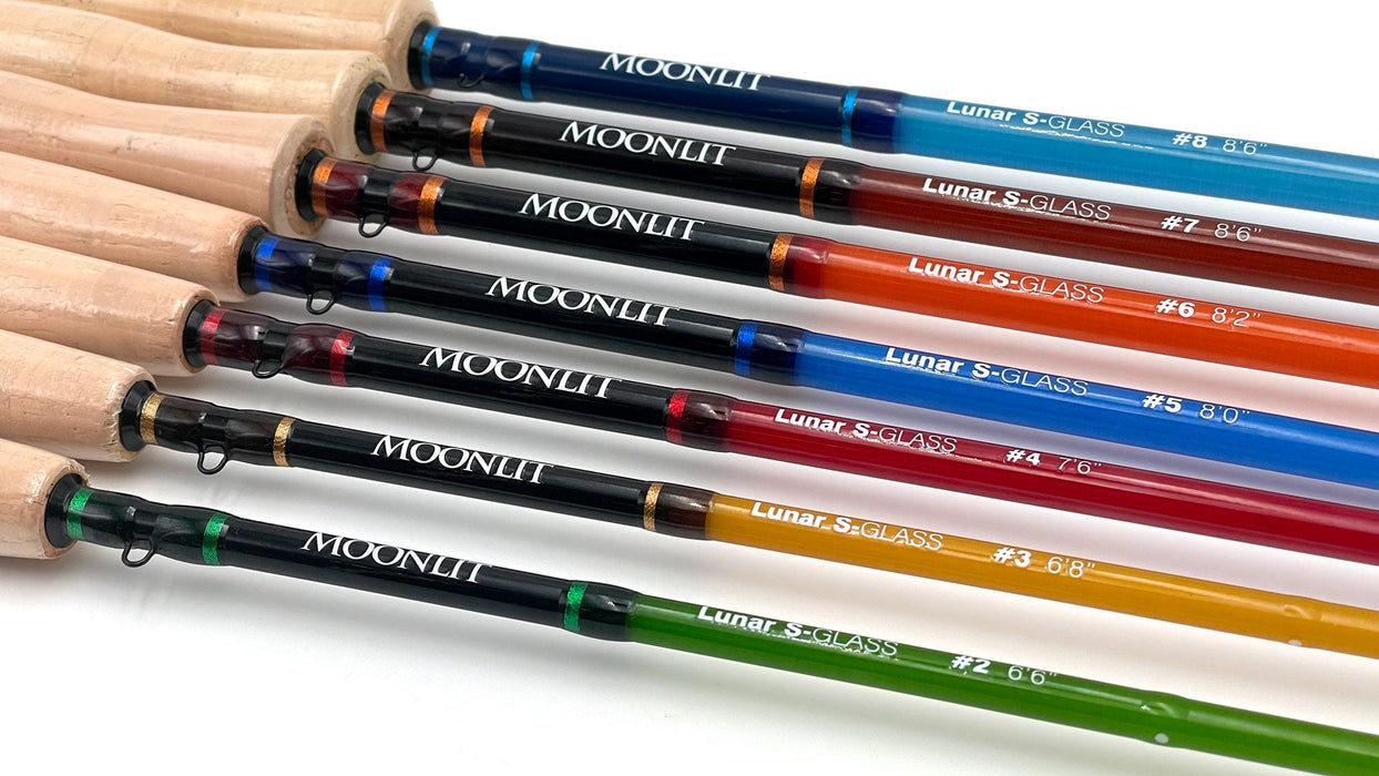bass fishing fiberglass fly rod Moonlit Lunar S-GLASS Fiberglass Fly Rod w/case — Precisionflyandtackle