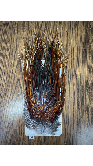 Sideling Hill Hackle Barred Dark Ginger Rooster Saddle No. 30