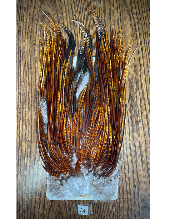 Sideling Hill Hackle Barred Ginger Rooster Saddle No. 34