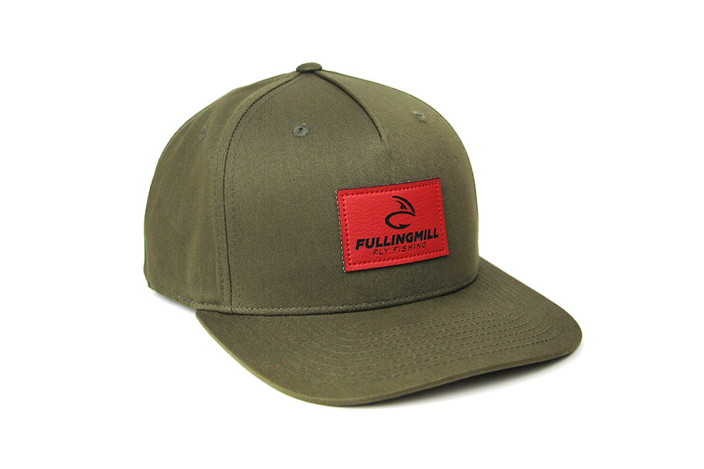 Fulling Mill Pre Curved Green Trucker Cap With Leather FM Logo